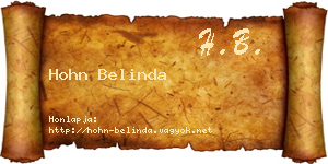 Hohn Belinda névjegykártya